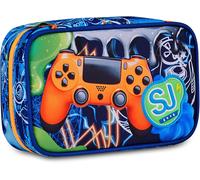 SJ GANG STYLE JAM GANG Astuccio Scuola Speed Case JOYFUL PINS BOY, Blu, Portapenne Monoscomparto con Planche Amovibili, Attrezzato, 44 pezzi, Accessori Zaino, Scuola elementare, Bambino