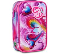 SJ GANG STYLE JAM GANG Astuccio Scuola Speed Case JOYFUL PINS GIRL, Rosa, Portapenne Monoscomparto con Planche Amovibili, Attrezzato, 44 pezzi, Accessori Zaino, Scuola elementare, Bambina
