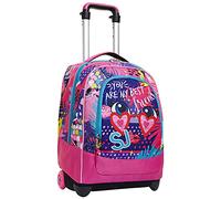 SJ Gang Big Trolley SJ Gang, Facce Di SJ Gang, Rosa, 2 in 1 Zaino con Cross, Over System, Scuola e Tempo Libero
