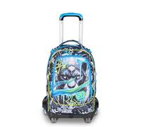 SJ GANG STYLE JAM GANG Trolley Scuola Jack 8 ruote GLACE PANTHER BOY, Celeste, 34L, Scomponibile, Uso Zaino, Cross-over System, Spallacci a scomparsa, Tasca portaborraccia, Elementari e medie, Bambino