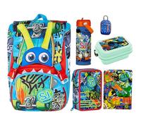 SJ Gang Set Scuola, Zaino Estensibile con Astuccio, Diario, Borraccia, Portamerenda e Gadget, Blu (Skate)