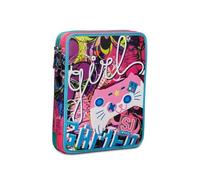 SJ GANG STYLE JAM GANG Astuccio Scuola 2 Zip, Gleamled Girl, - Doppio Scomparto Accessoriato con Matite, Penne e Pennarelli, Rosa, 25 x 19 x 5 cm
