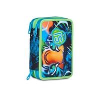 SJ GANG STYLE JAM GANG Astuccio Scuola 3 Zip Air Tiger, Blu, Portapenne Triplo Scomparto Completo Di Penne, Matite, Colori, Accessori Zaino, Scuola Elementare, Bambino