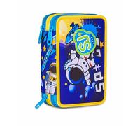 SJ Gang Astuccio 3 zip SEVEN Flyrocket Boy 3 scomparti completo di penne Blu e Giallo