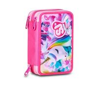 SJ GANG STYLE JAM GANG Astuccio Scuola 3 Zip, Fucsia, Portapenne Triplo Scomparto Completo Di Penne, Matite, Colori, Accessori Zaino, Scuola Elementare, Bambina