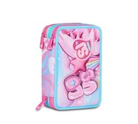 SJ GANG STYLE JAM GANG Astuccio Scuola 3 Zip Plushy Rabbit, Rosa, Portapenne Triplo Scomparto Completo Di Penne, Matite, Colori, Accessori Zaino, Scuola Elementare, Bambina