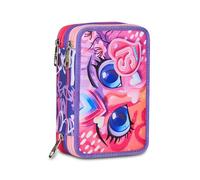 SJ GANG STYLE JAM GANG Astuccio Scuola 3 Zip, Rosa, Portapenne Triplo Scomparto Completo Di Penne, Matite, Colori, Accessori Zaino, Scuole Elementari, Bambina