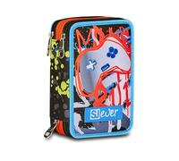 SJ GANG STYLE JAM GANG Astuccio Scuola 3 Zip Sj Ever, Arancio, Portapenne Triplo Scomparto Completo Di Penne, Matite, Colori, Accessori Zaino, Scuola Elementare, Bambino