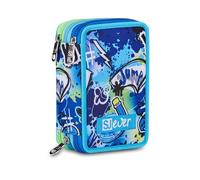 SJ GANG STYLE JAM GANG Astuccio Scuola 3 Zip, Sj Ever Cloudy Blue, Azzurro, Triplo Scomparto, Portapenne Attrezzato, 45 pezzi, Accessori Zaino, Scuola elementare, Bambino