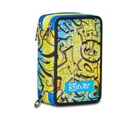SJ GANG STYLE JAM GANG Astuccio Scuola 3 Zip Sj Ever, Multicolore, Portapenne Triplo Scomparto Completo Di Penne, Matite, Colori, Accessori Zaino, Scuola Elementare, Bambino