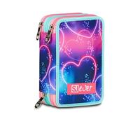 SJ GANG STYLE JAM GANG Astuccio Scuola 3 Zip Sj Ever, Viola, Portapenne Triplo Scomparto Completo Di Penne, Matite, Colori, Accessori Zaino, Scuola Elementare, Bambina