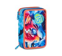 SJ GANG STYLE JAM GANG Astuccio Scuola 3 Zip SPEED ANIMAL BOY, Celeste, Triplo Scomparto, 45 pezzi, Set cancelleria incluso, Pratica chiusura con zip, Scuola elementare, Bambino