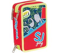 SJ GANG STYLE JAM GANG Astuccio Scuola Seven Sj Boy rosso 3 scomparti Pennarelli Matite Ecc.