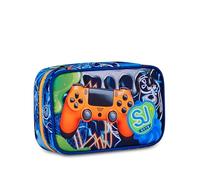 SJ GANG STYLE JAM GANG Astuccio Scuola Speed Case JOYFUL PINS BOY, Blu, Portapenne Monoscomparto con Planche Amovibili, Attrezzato, 44 pezzi, Accessori Zaino, Scuola elementare, Bambino