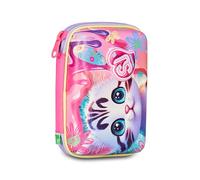 SJ GANG STYLE JAM GANG Astuccio Scuola Speed Pad + Cat&Air, Rosa, Portapenne Mono Scomparto con Plance Amovibili, Completo Di Penne, Matite, Colori, Accessori Zaino, Scuola Elementare, Bambina