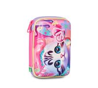 SJ GANG STYLE JAM GANG Astuccio Scuola Speed Pad + Cat&Air, Rosa, Portapenne Mono Scomparto con Plance Amovibili, Completo Di Penne, Matite, Colori, Accessori Zaino, Scuola Elementare, Bambina