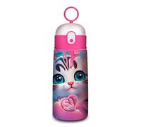SJ GANG STYLE JAM GANG Borraccia Termica in Acciao Inox, Animali, Fucsia, Gatto, 0,5 L, Borraccia Scuola e Tempo Libero, Bambina