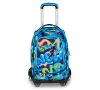 SJ GANG STYLE JAM GANG Trolley Jack 8 ruote SOFT POUCH BOY, Nero, 34L, Scomponibile, Crossover System, 3 in 1, Spallacci a scomparsa, Tasca frontale con mini zainetto, Scuola elementare, Bambino