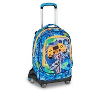 SJ GANG STYLE JAM GANG Trolley Jack 8 ruote JOYFUL PINS BOY, Blu, 34L, Scomponibile, Crossover System, 3 in 1, Spallacci a scomparsa, Tasca frontale con pins amovibili, Scuola elementare, Bambino
