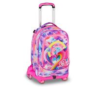 SJ GANG STYLE JAM GANG Trolley Jack 8 ruote JOYFUL PINS GIRL, Rosa, 34L, Scomponibile, Crossover System, 3 in 1, Spallacci a scomparsa, Tasca con pins amovibili, Scuola elementare, Bambina
