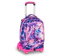 SJ GANG STYLE JAM GANG Trolley Jack 8 ruote PIXIE UNICORN, Viola, 34L, Scomponibile, Crossover System, 3 in 1, Spallacci a scomparsa, Tasca portaborraccia, Tasca frontale, Scuola elementare, Bambina