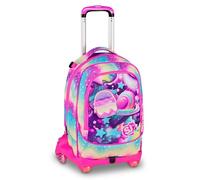 SJ GANG STYLE JAM GANG Trolley Jack 8 ruote SOFT POUCH GIRL, Multicolore, 34L, Scomponibile, Crossover System, 3 in 1, Spallacci a scomparsa, Tasca frontale con mini zaino, Scuola elementare, Bambina