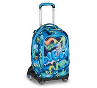 SJ GANG STYLE JAM GANG Trolley Jack 8 ruote SPACE RIDE, Blu, 34L, Scomponibile, Crossover System, 3 in 1, Spallacci a scomparsa, Tasca frontale con astronauta 3D, Scuola elementare, Bambino