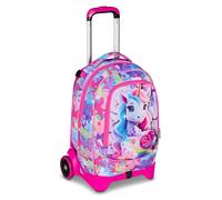 SJ GANG STYLE JAM GANG Trolley Scuola Cuccioli New Tech, Rosa, 3 in 1, Triplo Uso, Zaino con Carrello Sganciabile e Crossover System, Scuola Elementare, Bambina