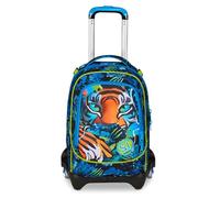 SJ GANG STYLE JAM GANG Trolley Scuola Jack 3 Ruote Air Tiger, Blu, 3 in 1, Zaino Triplo Uso con Carrello Sganciabile, 33 L, Zaino Scuola Elementare, Zaino Bambino