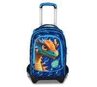 SJ GANG STYLE JAM GANG Trolley Scuola Jack 3 Ruote Dragon Glide, Blu, 3 in 1, Zaino Triplo Uso con Carrello Sganciabile, 33 L, Zaino Scuola Elementare, Zaino Bambino