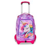 SJ GANG STYLE JAM GANG Trolley Scuola Jack 3 Ruote Fable Journey, Fucsia, 3 in 1, Zaino Triplo Uso con Carrello Sganciabile, 33 L, Zaino Scuola Elementare, Zaino Bambina