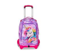 SJ GANG STYLE JAM GANG Trolley Scuola Jack 3 Ruote Fable Journey, Fucsia, 3 in 1, Zaino Triplo Uso con Carrello Sganciabile, 33 L, Zaino Scuola Elementare, Zaino Bambina