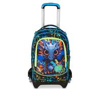 SJ GANG STYLE JAM GANG Trolley Scuola Jack 3 Ruote Led Look, Blu, 3 in 1, Zaino Triplo Uso con Carrello Sganciabile, 33 L, Zaino Scuola Elementare, Zaino Bambino