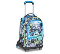 SJ GANG STYLE JAM GANG Trolley Scuola Jack 8 ruote GLACE PANTHER BOY, Celeste, 34L, Scomponibile, Uso Zaino, Cross-over System, Spallacci a scomparsa, Tasca portaborraccia, Elementari e medie, Bambino