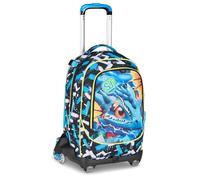 SJ GANG STYLE JAM GANG Trolley Scuola Jack 8 ruote MELT DRAGON BOY, Celeste, 34L, Scomponibile, Uso Zaino, Cross-over System, Spallacci a scomparsa, Tasca portaborraccia, Elementari e medie, Bambino