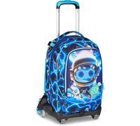 SJ GANG STYLE JAM GANG Trolley Scuola Jack 8 ruote SPACE LED BOY, Blu, 34 L, Scomponibile, Uso Zaino, Cross-over System, Spallacci a scomparsa, Tasca portaborraccia, Elementari e medie, Bambino