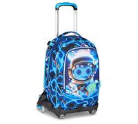 SJ GANG STYLE JAM GANG Trolley Scuola Jack 8 ruote SPACE LED BOY, Blu, 34 L, Scomponibile, Uso Zaino, Cross-over System, Spallacci a scomparsa, Tasca portaborraccia, Elementari e medie, Bambino