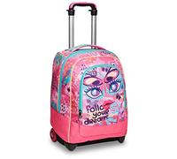 SJ GANG STYLE JAM GANG Trolley Scuola, Rosa, con Spallacci Uso Zaino, 2 in 1, Doppio Uso, Maxi Capienza, Trolley e Zaini, Scuola, Bambine e Ragazze