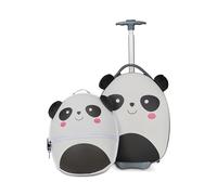 SJ GANG STYLE JAM GANG Trolley + Zaino Rigido Scuola Bambini, Fancy Animals, Bianco e Nero, Fantasia Panda, Bambini, Piedino frontale antiribaltamento, Scuola e Tempo Libero