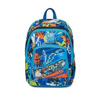 SJ GANG STYLE JAM GANG Zaino Scuola Advanced, Blu, TrickyLed, Zaino Doppio Scomparto Con Tasca Porta PC o Tablet, Tasca Porta Borraccia e Organizer, Zaino Scuola Elementare, Zaino Bambino