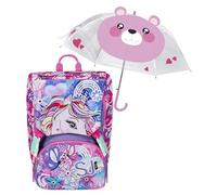 SJ GANG STYLE JAM GANG Zaino Scuola Elementare Estensibile Con Flip System e 3 pattine intercambiabili, Bambina + Ombrello Rosa, Fantasia Orso