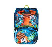 SJ GANG STYLE JAM GANG Zaino Scuola Estensibile Big, Blu, Zaino con Divisorio Interno, Tasca Superiore con Orecchie in Peluche, Tasca per Borraccia, 24 L, Zaino Scuola Elementare, Bambino