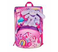 SJ GANG STYLE JAM GANG Zaino Scuola Estensibile Big, Fucsia, Zaino con Divisorio Interno, Tasca per Borraccia, Peluche Coniglietto Abbinato, 24 L, Zaino Scuola Elementare, Zaino Bambina