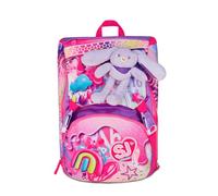 SJ GANG STYLE JAM GANG Zaino Scuola Estensibile Big, Fucsia, Zaino con Divisorio Interno, Tasca per Borraccia, Peluche Coniglietto Abbinato, 24 L, Zaino Scuola Elementare, Zaino Bambina
