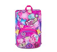 SJ GANG STYLE JAM GANG Zaino Scuola Estensibile Big, Fucsia, Zaino con Divisorio Interno, Tasca Superiore con Patch Riposizionabili, Tasca per Borraccia, 24 L, Zaino Scuola Elementare, Zaino Bambina