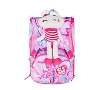 SJ GANG STYLE JAM GANG Zaino Scuola Estensibile Big, Fucsia, Zaino con Divisorio Interno, Tasca Superiore Peluche, Tasca per Borraccia, 24 L, Zaino Scuola Elementare, Bambina