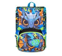 SJ GANG STYLE JAM GANG Zaino Scuola Estensibile Big, Nero, Zaino con Divisorio Interno, Tasca Superiore con Occhi LED, Tasca per Borraccia, 24 L, Zaino Scuola Elementare, Bambino