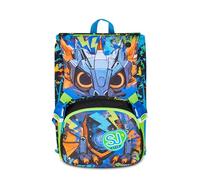 SJ GANG STYLE JAM GANG Zaino Scuola Estensibile Big, Nero, Zaino con Divisorio Interno, Tasca Superiore con Occhi LED, Tasca per Borraccia, 24 L, Zaino Scuola Elementare, Bambino