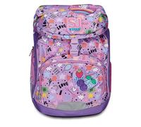 SJ Gang Zaino Scuola Soft Plus, Viola, Cute Notes, Monoscomparto con Cinghia Vita Regolabile, Tasca Laterale con Zip, Tasca in Rete Porta Borraccia, Zaino Scuole Elementari e Medie, Bambina, Ragazza