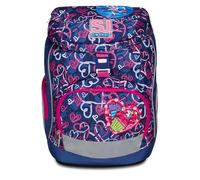 SJ Gang Zaino scuola Updown Soft Viola Doodle Heart Monoscomparto Tasca laterale con zip